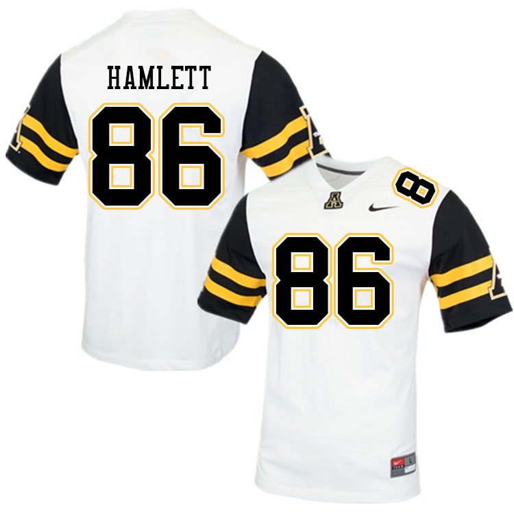 Men #86 Kanen Hamlett Appalachian State Mountaineers College Football Jerseys Sale-White